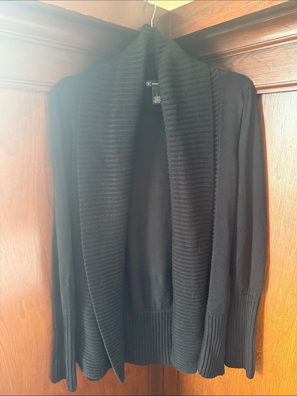 Vintage INC International Concepts Black Shawl-Collar Cardigan Sweater